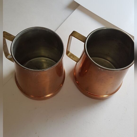 VINTAGE Two (2)  Copper Brass Handle Beer Steins/Mugs/Mule * Excellent C… - Picture 3 of 8